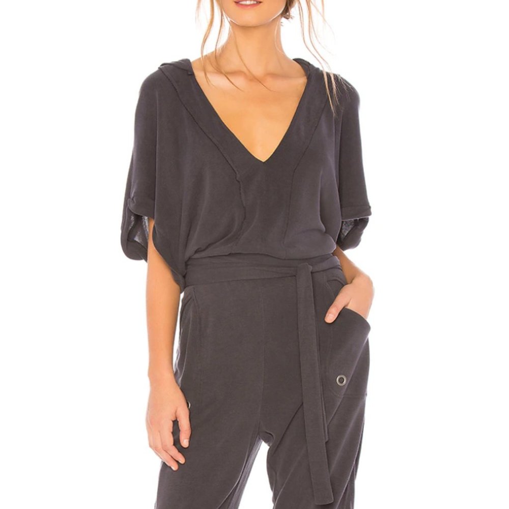 Free People Time Test Hooded Jumpsuit, Gray, XS